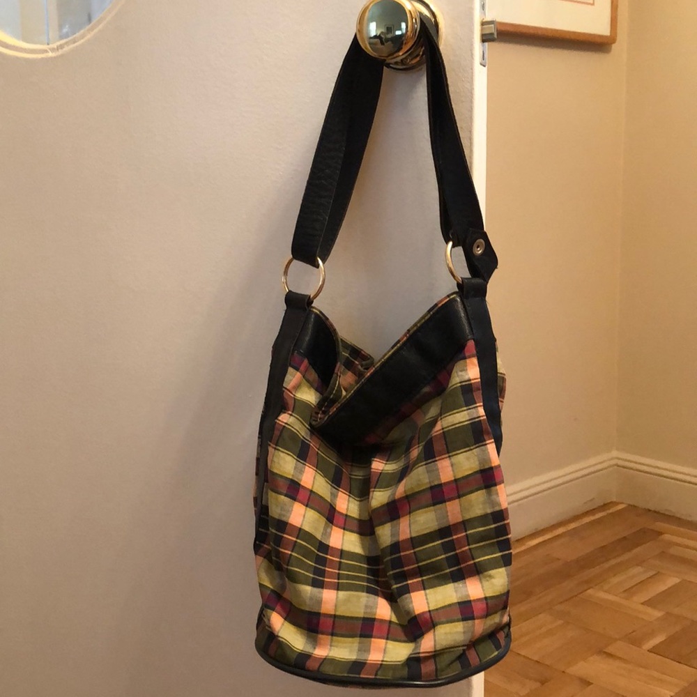 Versatile vintage B. Altman madras bucket bag